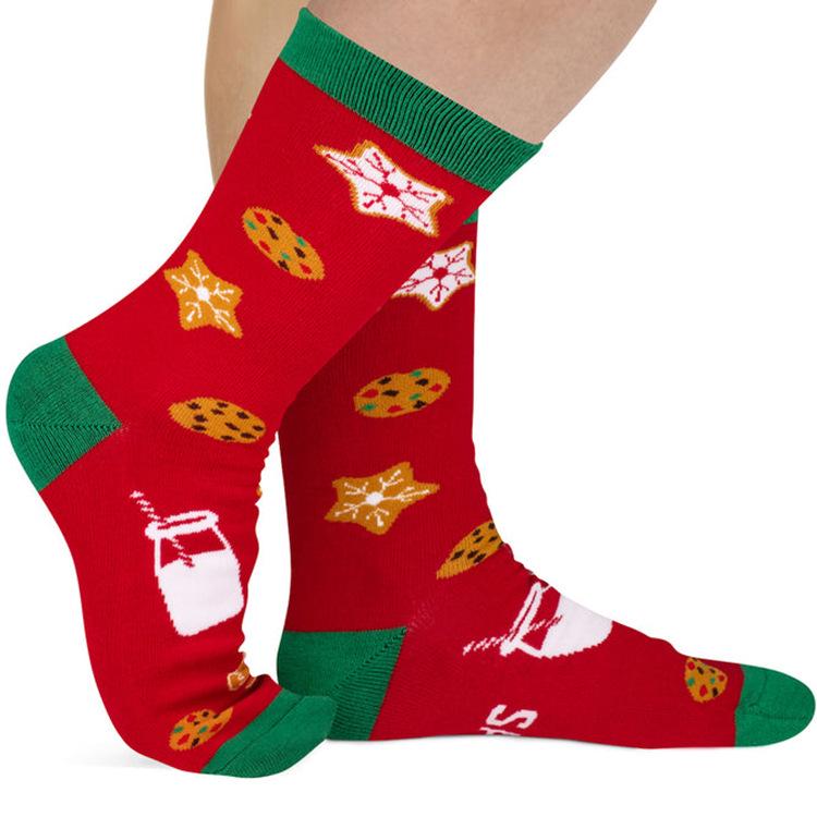 

Unisex Trendy Christmas Jacquard Cotton Socks - Mid-Calf, Street Style, Perfect for Couples One Size