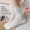 Women's Spring and Summer Ultra-thin Pearl Bow Lovely Curled Edge Wicking Sweat Breathable Tube Cotton Socks