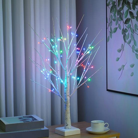 Indoor LED Tree Light with Remote Control Soft Glow Realistic Looking USB/Battery Operated RGB Tree Light Bedside Lamp Decor