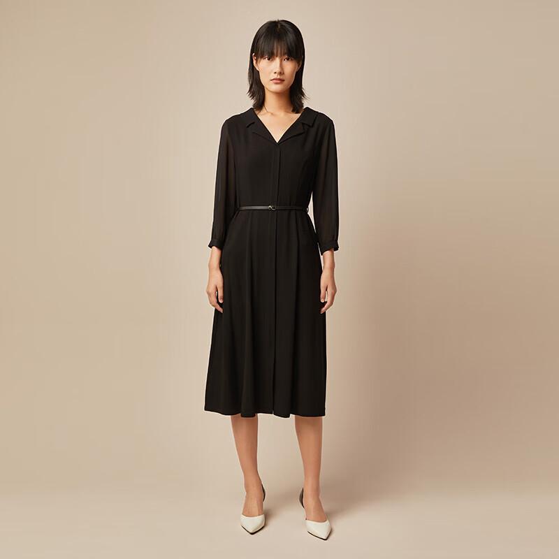 GOELIA Women's Acetate V-Neck Midi Dress