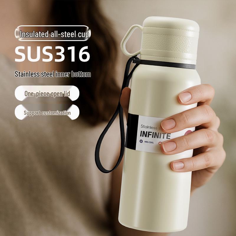Large Capacity Double-Lid Stainless Steel Insulated Cup with Tea Separator for Men and Women - Portable, Car-Friendly, and Outdoor Ready