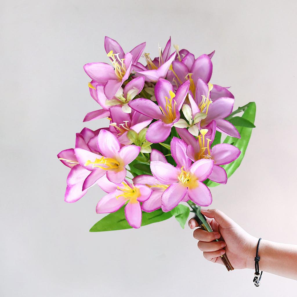 1 Bouquet Simulation Lily Flower Photography Props Plastic Artificial Flower Wedding Home Decoration Living Room Desktop Decor