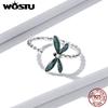 WOSTU 2021 925 Sterling Sliver Adjustable Authentic Insect Dragonfly Open Size Rings For Women Female Original Jewelry CTR216