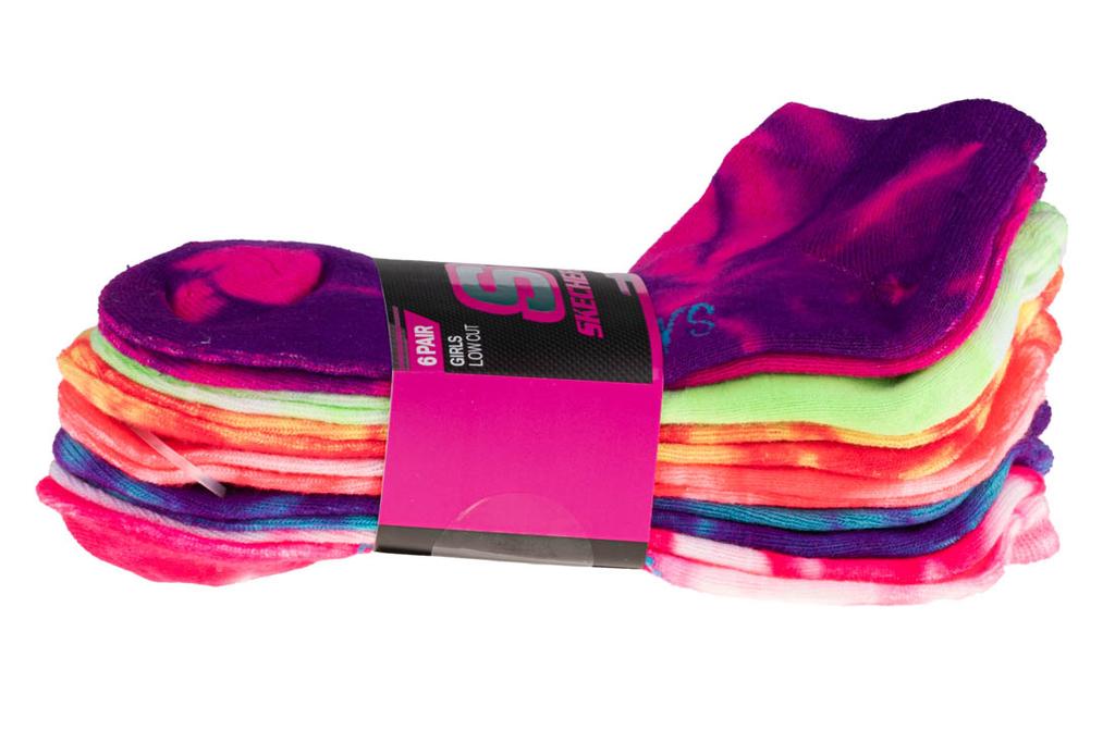Skechers 6pk Girls Non Terry Tie Dye, for Girl multicolour Socks