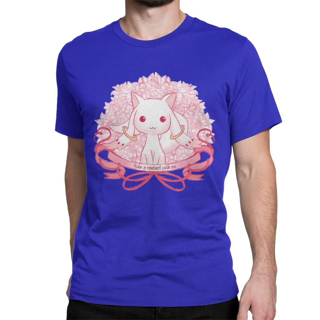 Cute Kyubey Puella Magi Madoka Magica T Shirts Men Women Pure Cotton T-Shirts Anime Tee Shirt Short Sleeve Clothing Printed