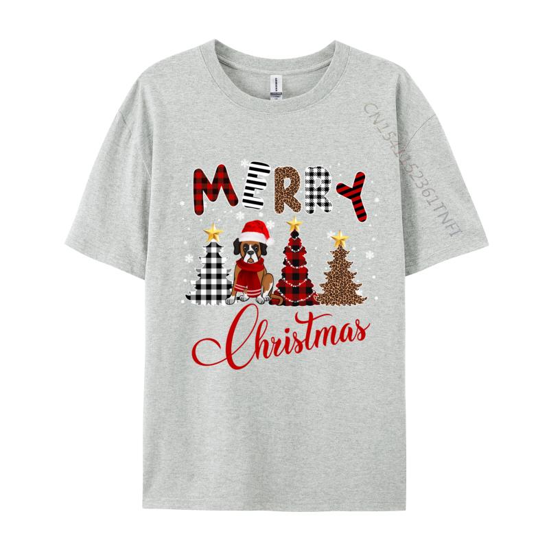 Świąteczny T-shirt z Psem Świętego Mikołaja Męski Humorystyczny Bawełniany T-shirt Męska Odzież T-shirty z Czapką Świętego Mikołaja Czarne Podstawowe T-shirty Męski T-shirt