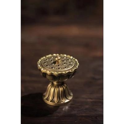 PureCopper Zen Lotus Copper Incense Burner Pure Copper Antique Old Treasure Lotus Lamp Sandalwood Incense Burner Chinese Incense