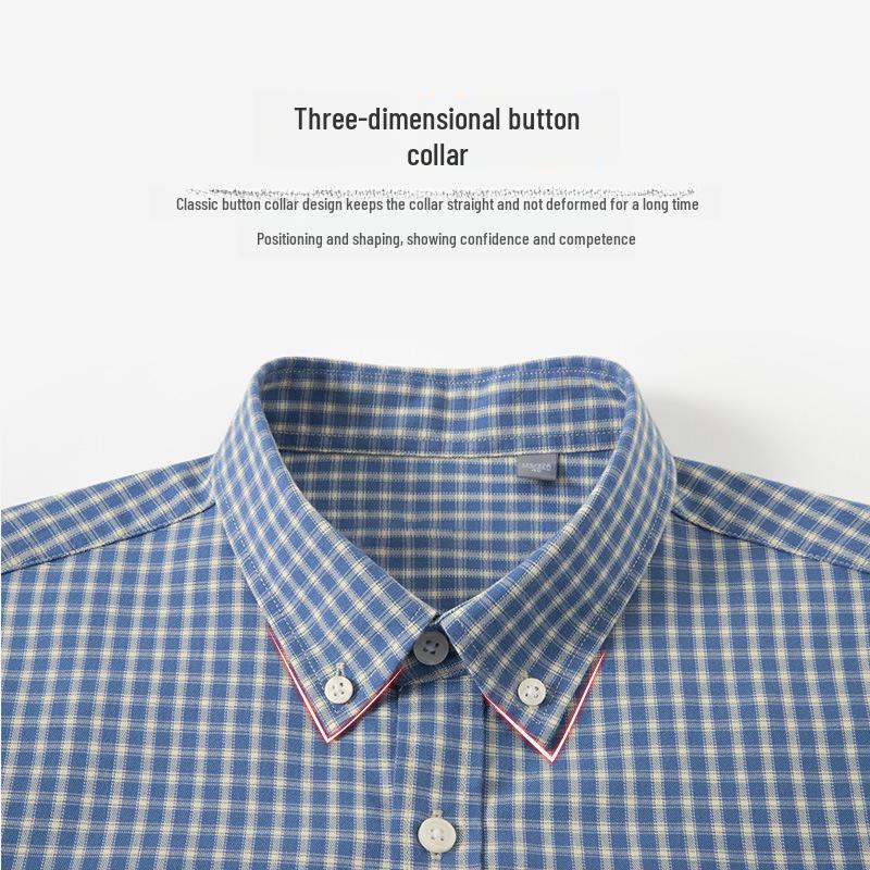 Men's 100% Cotton Long-Sleeve Plaid Shirt - Spring/Autumn, Breathable & Comfortable