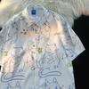 Camicia da donna stampata - design alla moda con bottoni - camicia casual larga