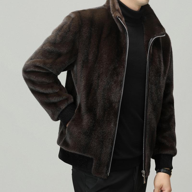 Men's Winter 2025 Sable Wool Jacket: Middle-aged Short Loose Lapel Coat