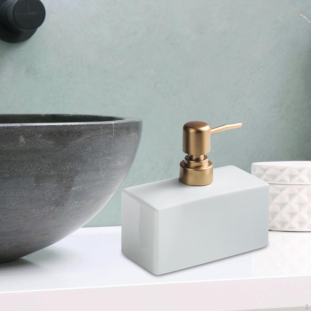 400ml Ceramic Soap Dispenser Bottle Hand Pump Shower Gel for Bathroom Hotel Countertop Home