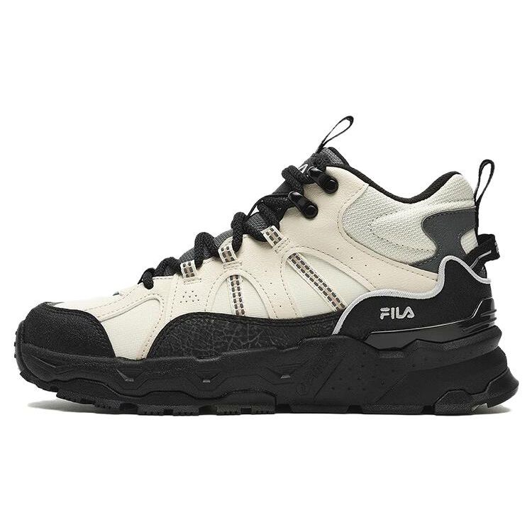 FILA Trek 1S Mesh Fabric Synthetic Leather Comfortable Versatile Mid-Top Casual Shoes Women sneaker Black White F12W342129FBW