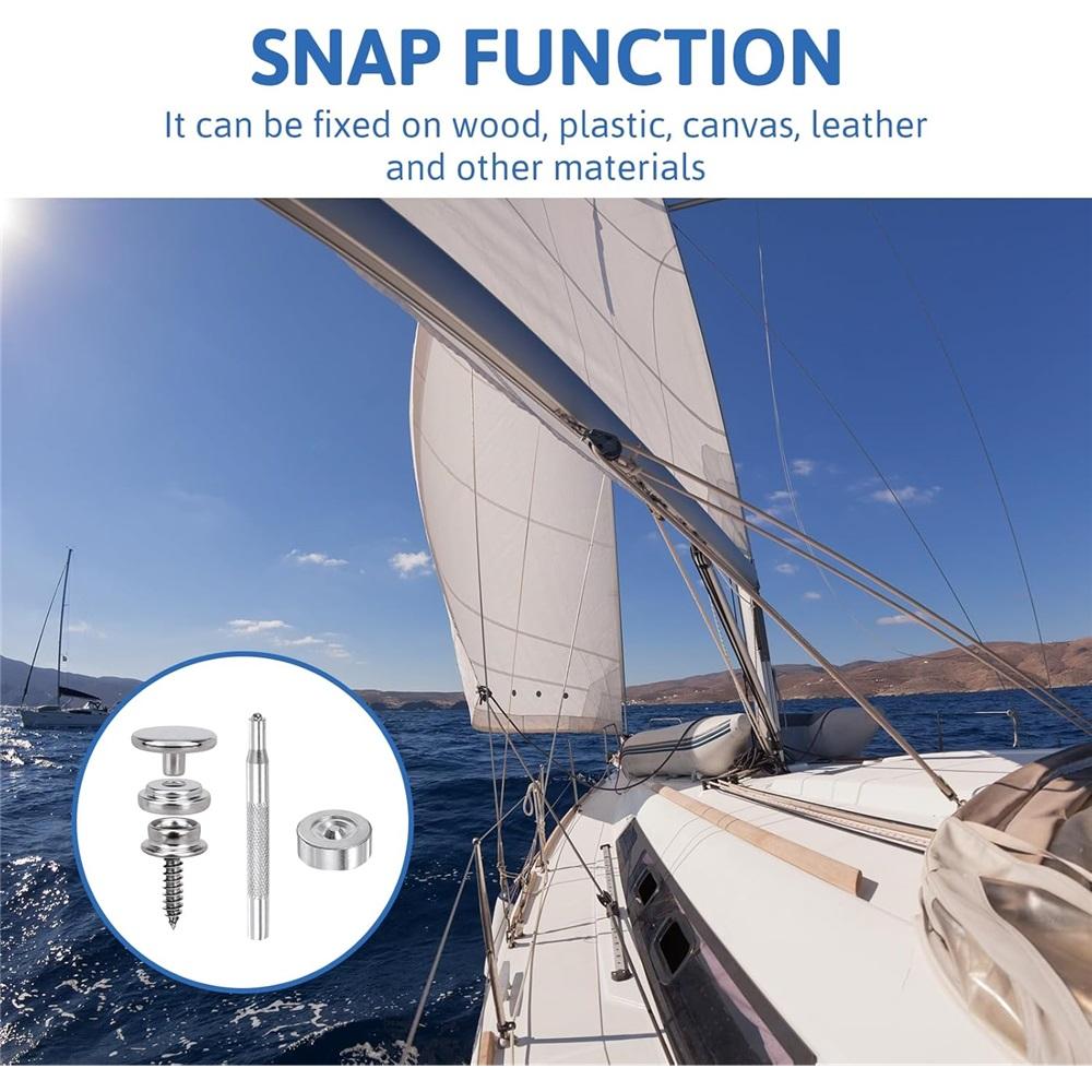 62-piece Stainless Steel Snap Fastener Set, 15 Mm Marine-grade Canvas Snaps, Suitable For Boat Covers, Leather And Wooden Crafts, Durable