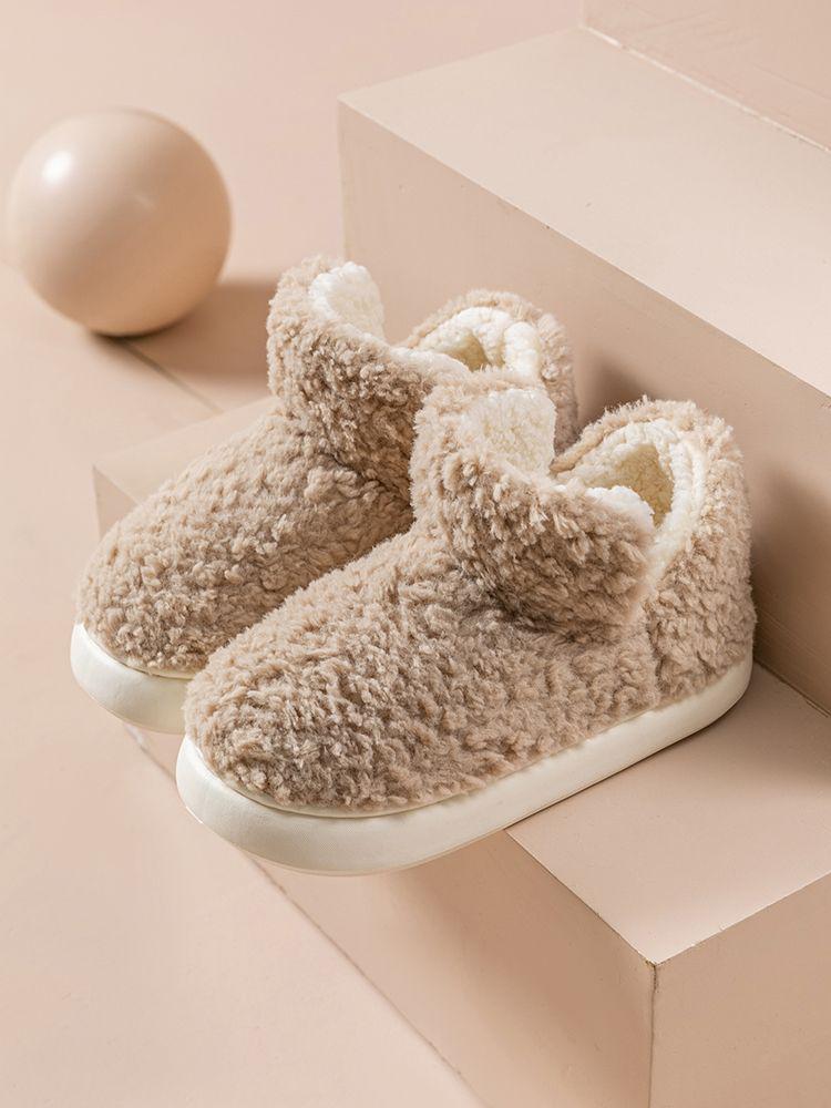 Women's and Men's Non-Slip Thick Bottom Plush Cotton Slippers for Outdoor Wear - New Autumn & Winter 2023 Style