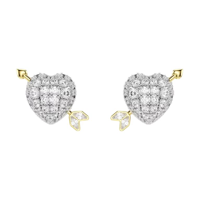 Swarovski Heart Elegant Design Cubic Zirconia Stud Earrings Women earrings White 5737298 Box (Random Color)