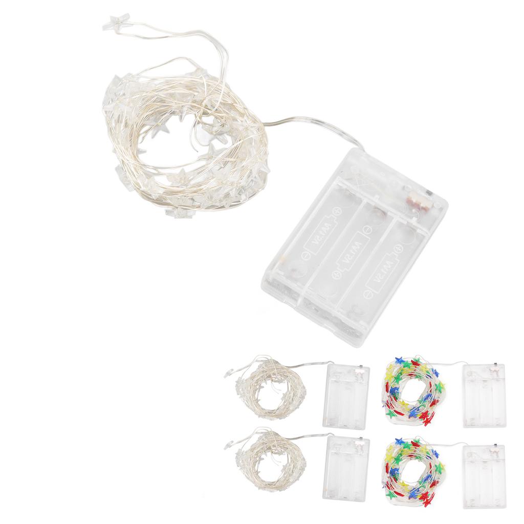 2 Sets Pentagram LED String Lights Battery Operated Fairy Star Lamp String Festival Decorations 5m