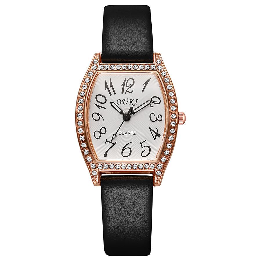Fassförmige Voll-Diamant Europäischer und Amerikanischer Stil Uhr Mode Damen Uhr Quarz Uhr