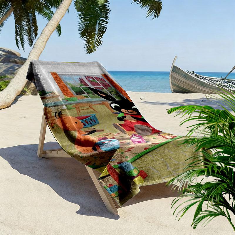 Bing Print Beach Towel, Large Soft Quick Dry Towel for Beach Camping Swimming