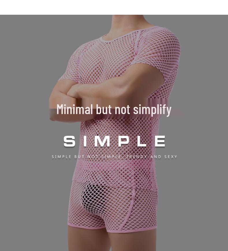 Tricou plasă transparent pentru bărbați - Design seducător decupat