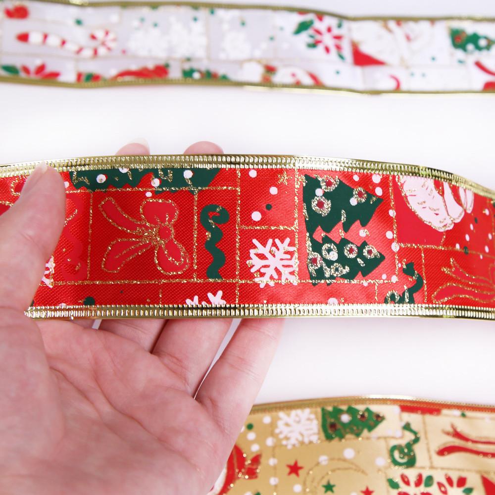 Festive 10 Meter Christmas Santa Snowman Decorative Ribbon For Holiday Gift Wrapping