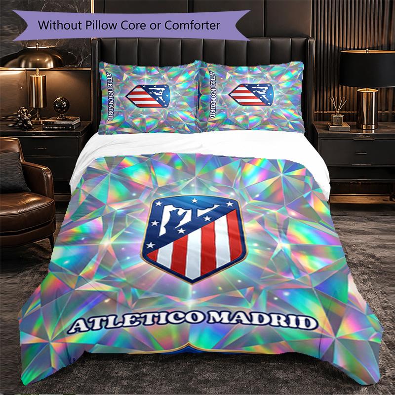 Set Lenzuola Atletico Madrid Modello 3 Pezzi Morbida Copripiumino in Microfibra con Federe per Camera da Letto