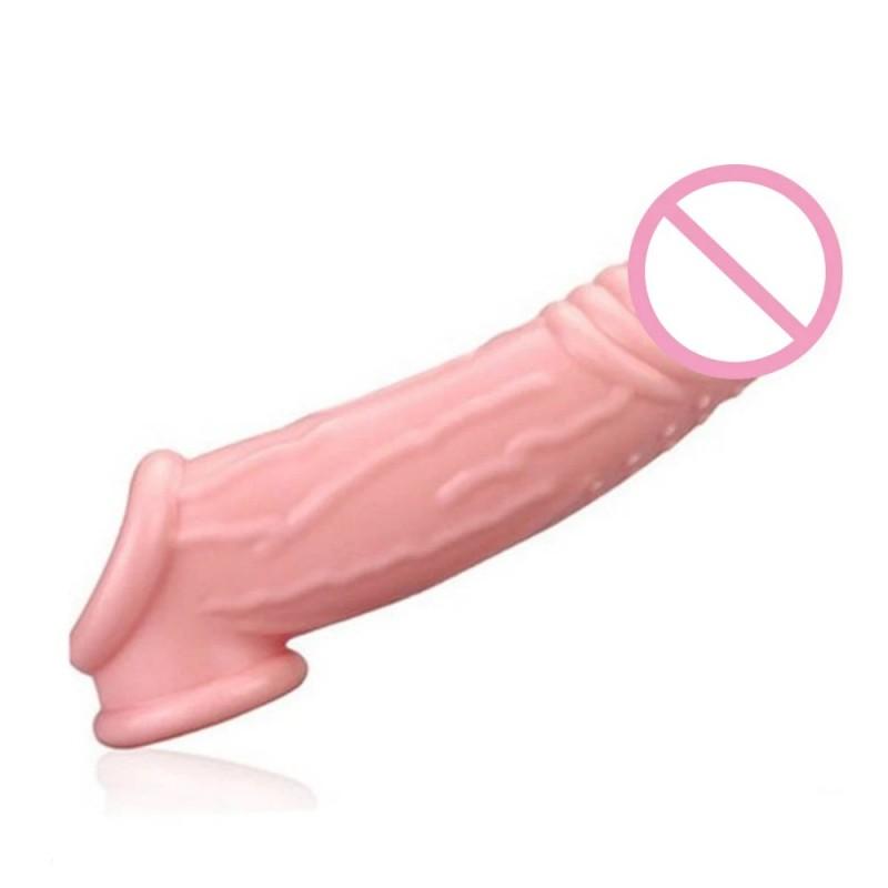 Elastic Penis Sleeve Condom Delay Ejaculation Penis Extender Enlarger Vagina Stimulate Cock Rings Sex Toys For Men