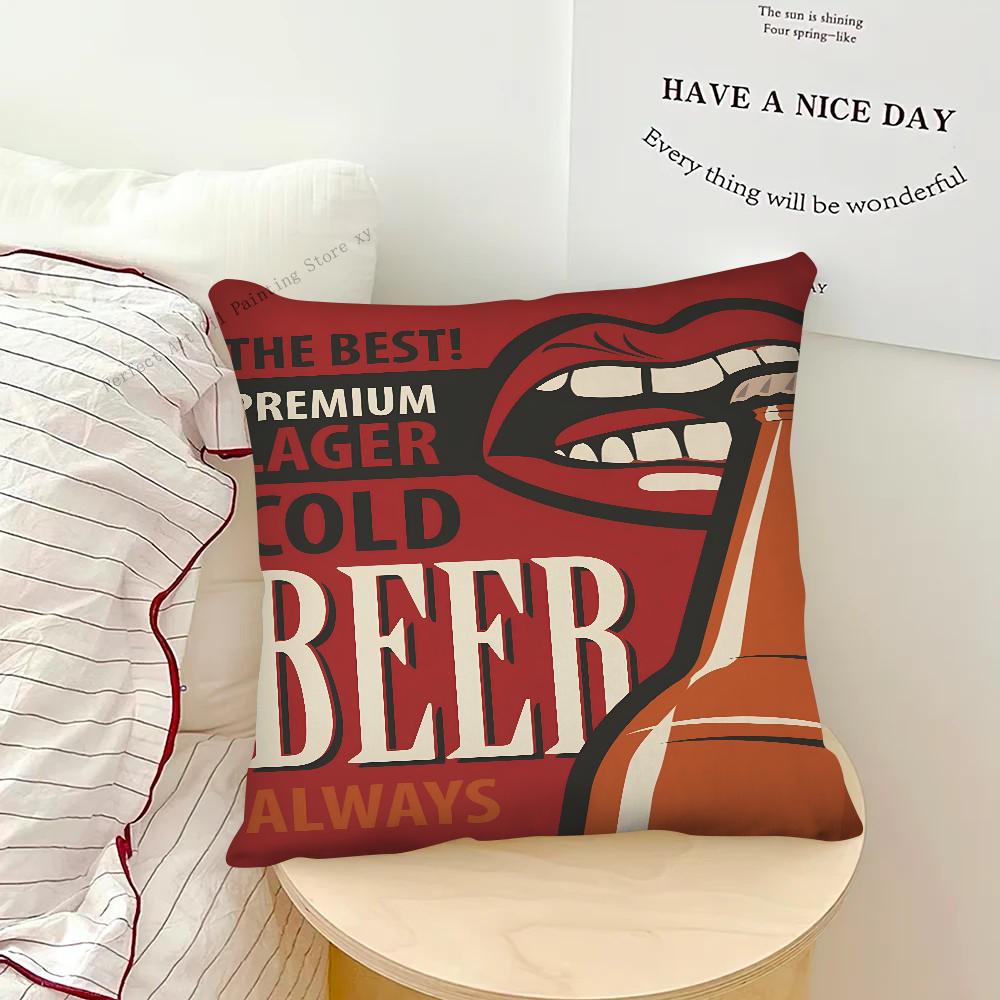 Beer Cigarette Coffee Pillow Case Square Pillow Bedroom Sofa Leisure Comfort Cushion Car Living Room Home Decoration