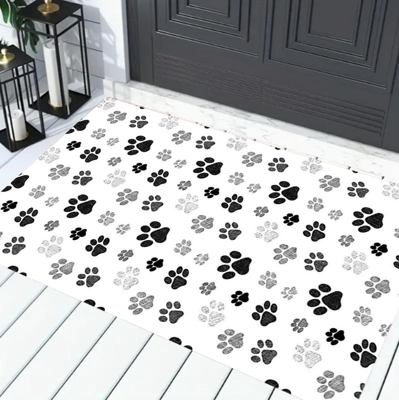 Cute Pet Paw Print Doormat Watercolor Style Durable Washable Non Slip Floor Mat for Entryway Pet Lover Home Decor