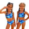 Bambina Due Pezzi Bikini Costume da Bagno Set Estate Casual Stampa Hawaiana Canotta e Slip a Vita Alta Costumi da Bagno per Bambini