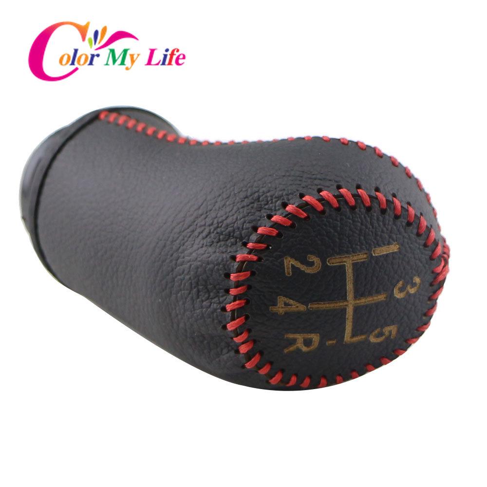 Color My Life Leather 5 6 Speed Car Gear Head Collars for Renault Clio MK3 III Megane MK2 Scenic MK2 Kangoo MT Shift Knob