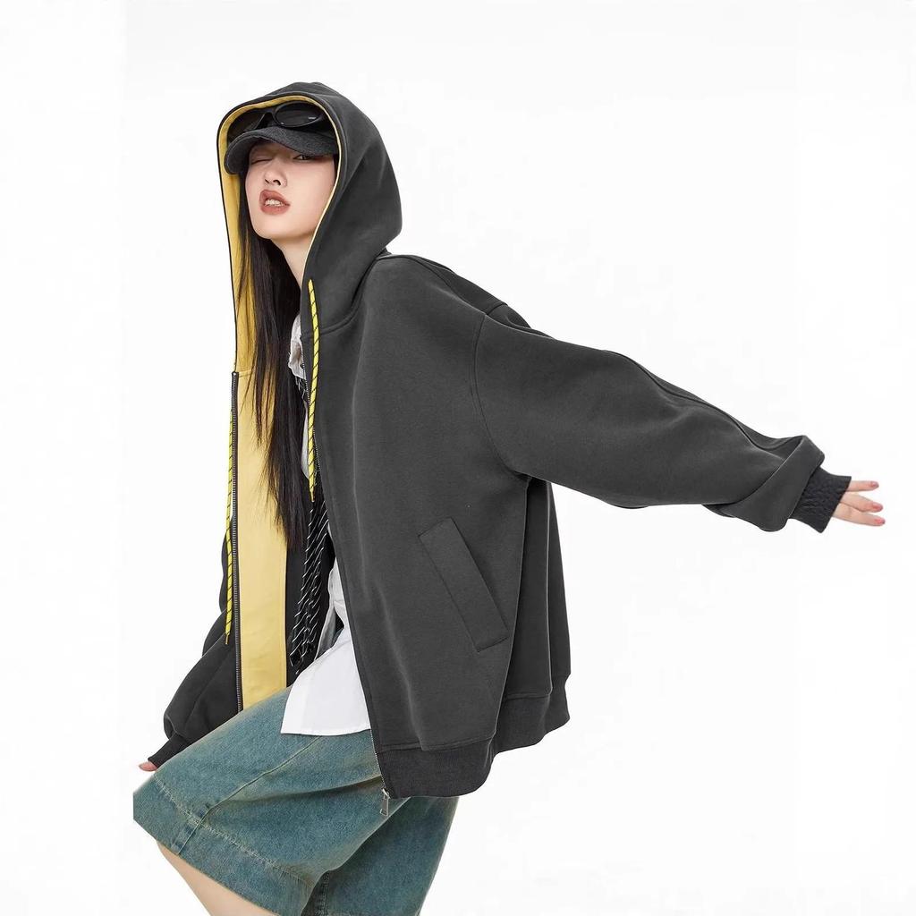 Men's Retro Color-Block Patchwork Hooded Cardigan - Casual Autumn Sweatshirt