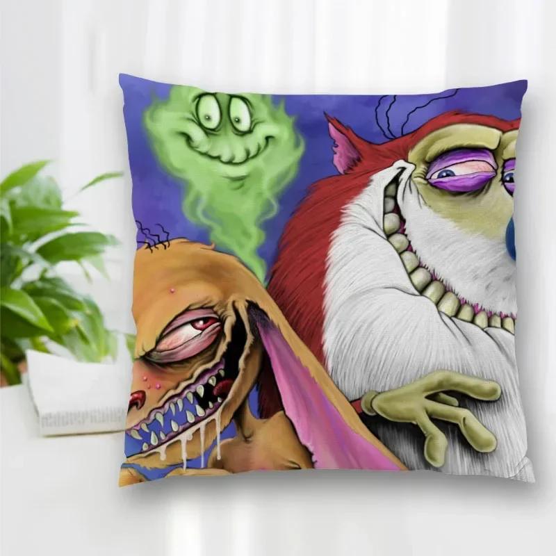 Hot Sale Custom Decorative Pillowcase Ren and Stimpy Cartoon Square Zippered Pillow Cover Best Nice Gift 40x40cm