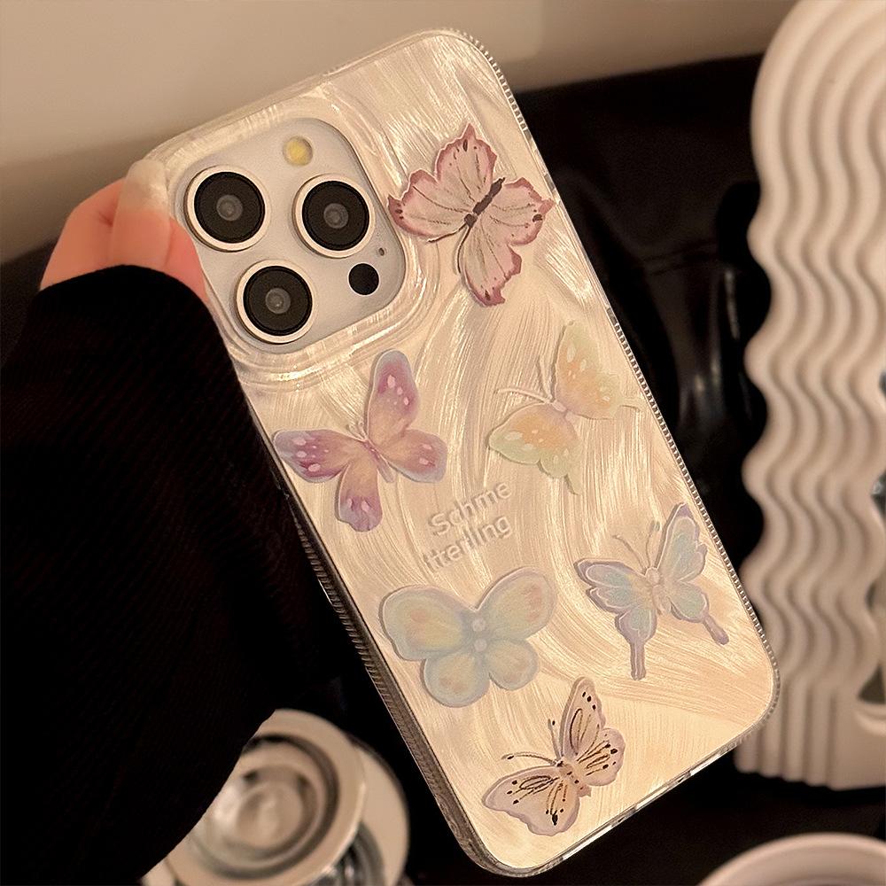 Colorful Fantasy Butterfly Phone Case for Apple 17 Promax Feather Gauze for Iphone 16 Anti-fall 15 High-end 14