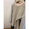 Women's Striped Bow Long-Sleeve Casual Top - Relaxed Fit, Plus Size, Autumn/Winter