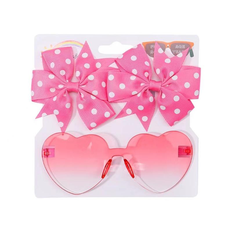 1Set Headwear Glasses Solid Soft Bowknot Head Bands Lace Barrette Retro headbands Sunglasses Band Sets
