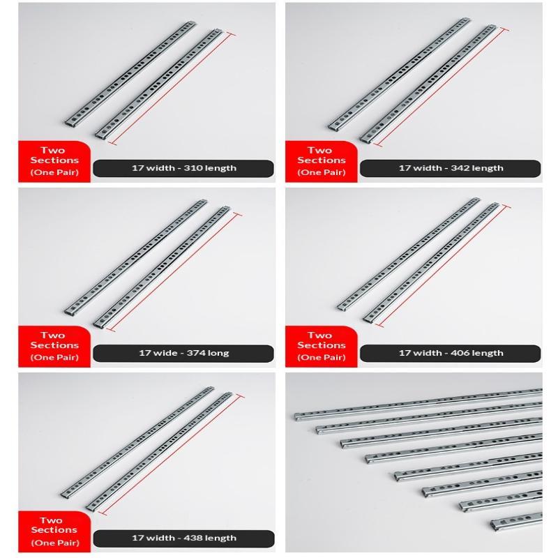 2Pcs Kitchen Cupboard Drawer Slides 17Mm Wide Furniture Guide Rail Full Extension Parts Hardware Furniture Drawer Slides Parts