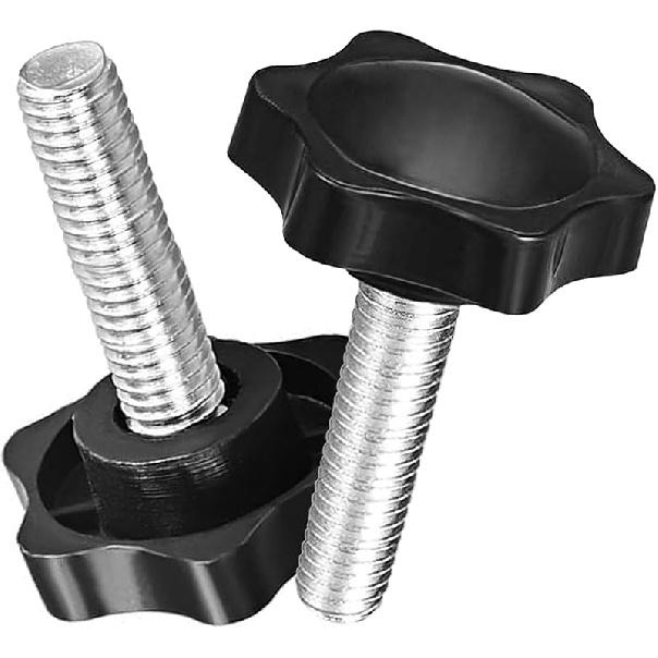 10 Pack 6-Star Knobs 1/4"-20 Female Threaded Hexagon Head Thru Knob Tightening Hand Knobs, Black Nylon Screw-On Type Thru Threaded Knob Nuts