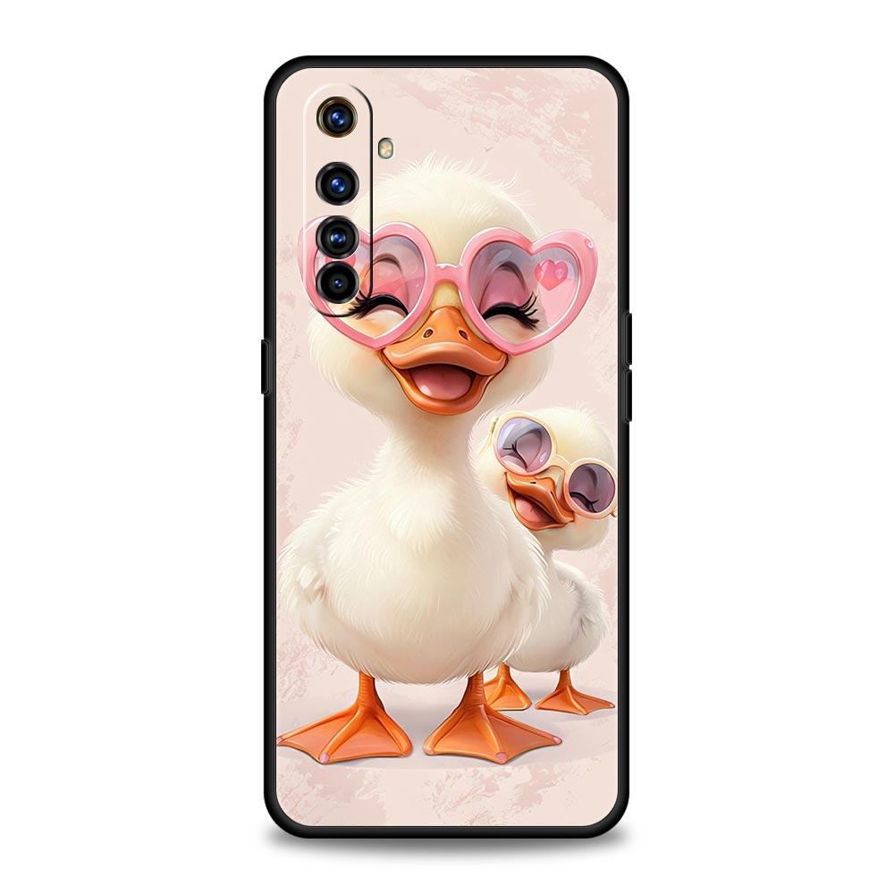 Cartoon Duck Case For Realme C67 C63 C55 C53 C35 C25 C21 GT 2 3 5 6 10 11 12 13 Pro Plus 5G Soft TPU Phone Cover Fundas Capa Bag
