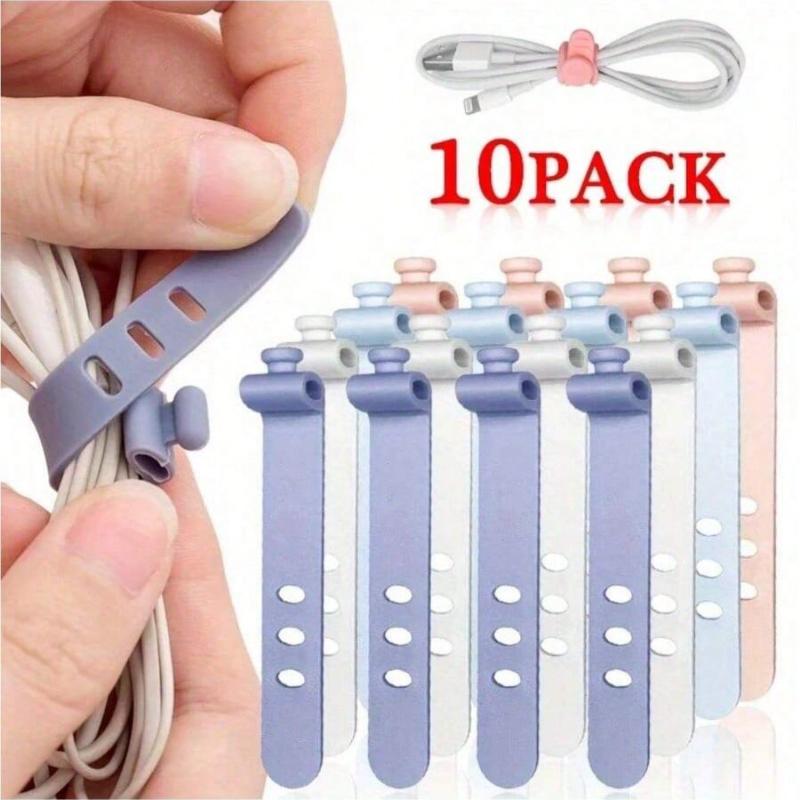 10pcs 73mm/10mm Reusable Fastening Cable Ties Cord Organizer for Earphone Mouse Cable Winder Portable Soft Silicone Wire Organizer