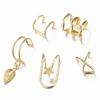 European & American 5-Piece U-Shape Double Layer Ear Clip & Stud Set