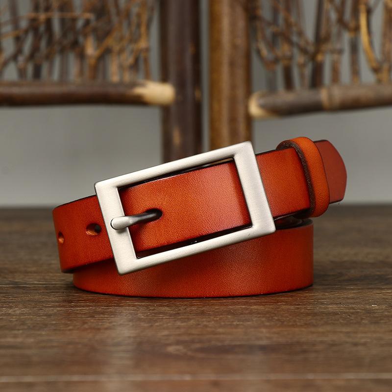 Women's Belt Stylish Simple and Versatile Genuine Leather Made Korean Trendy First Layer Pure Cattlehide Jeans Belt Women