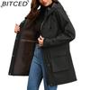 BITCED Autumn/Winter Jacket Women's Waterproof Hooded Raincoat Trench Coat