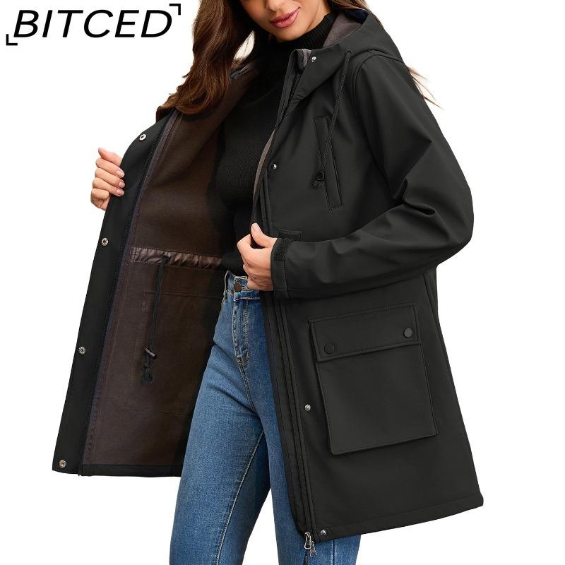 BITCED Autumn/Winter Jacket Women's Waterproof Hooded Raincoat Trench Coat