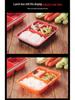 Four-Grid Disposable Plastic Bento Lunch Box with Lid, Multi-Compartment Food Packaging Container.