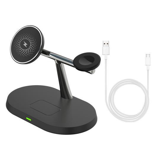 Magnetic Wireless Charger Stand for IPhone 15/14/13 Pro Max for Apple Watch Ultra/SE/9 AirPods Pro 3-in-1 Charging Station