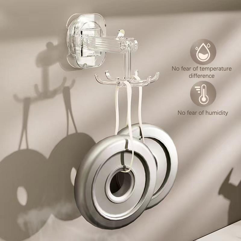 Suction Cup Six-Claw Swivel Hook- 360Dgree Rotating Six-Claw Suction Cup Hook,Kitchen Utensil Holder 360 Degrees Rotating Folding