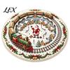 Indoor Decorative Floor Covering Round 3D Christmas Rug, Vortex Optical Illusion Area Santa Snowman Staircase Low Profile Fireplace Mat Depth Pattern,