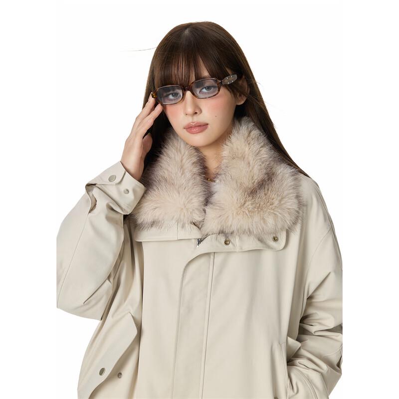 GROUND ZERO Men's Biker Style Detachable Fur Collar Down Jacket