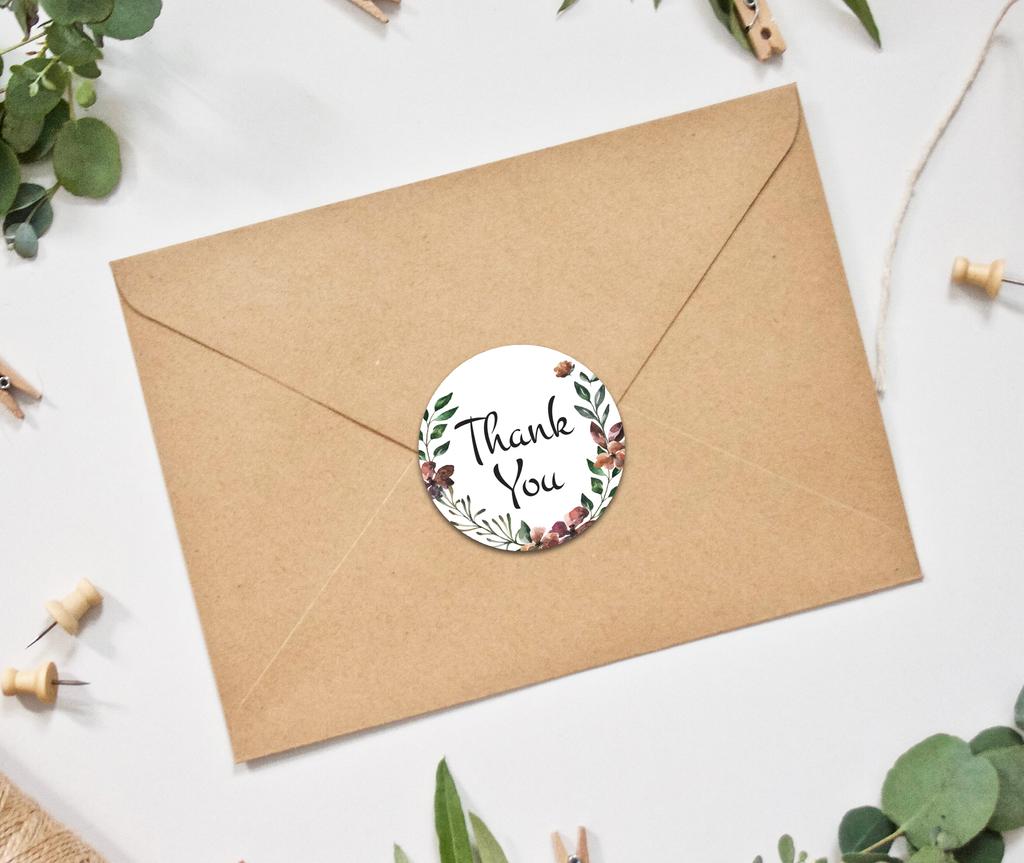 Darling Souvenir Personalized Botanical Floral 1.6 Inches Round Thank You Stickers DIY-45