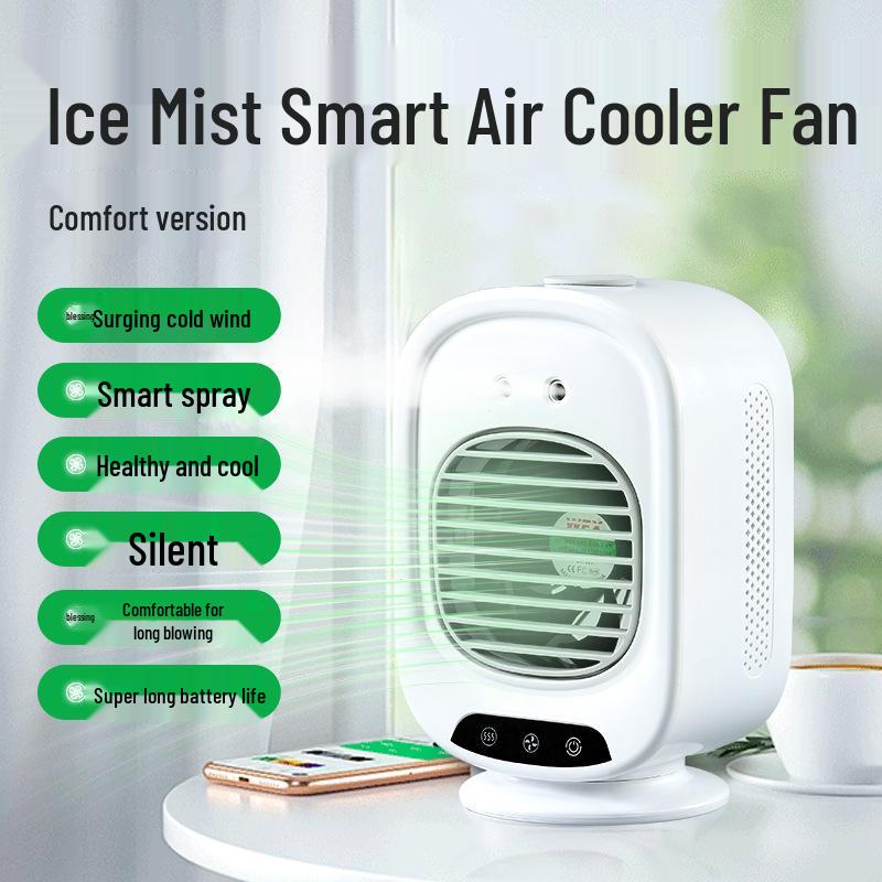2026 Portable Rechargeable Desktop Cooling Fan with USB & Spray Function Chinese Packaging